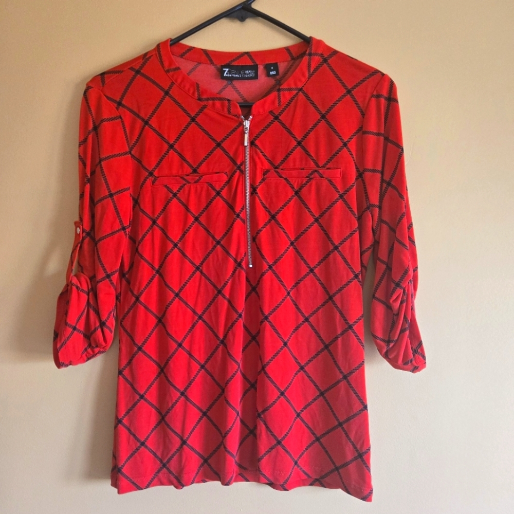 7th Avenue NY & Co Checkered Top PTP=18"